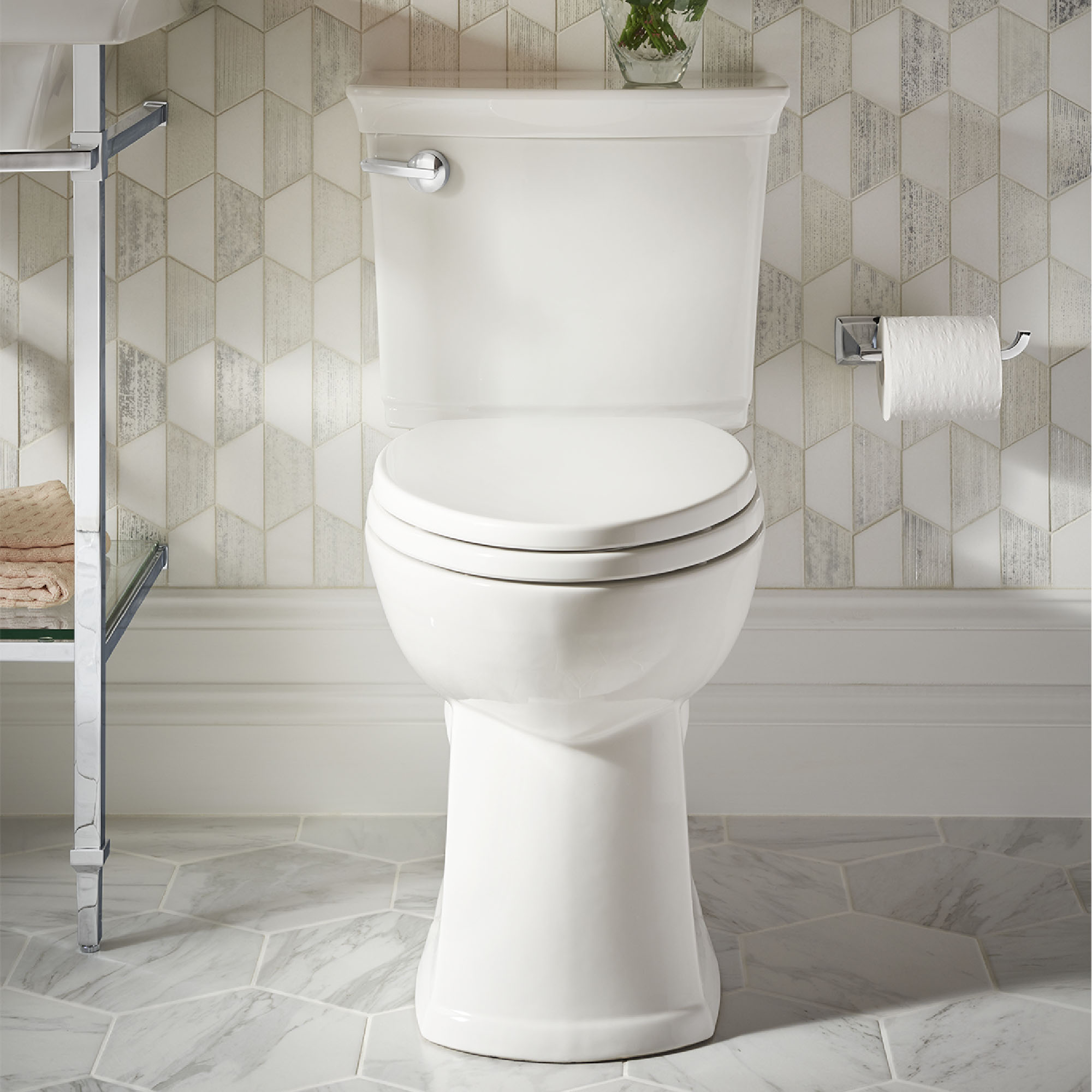 Wyatt® Two-Piece Chair-Height Left-Hand Trip Lever Elongated Toilet with Seat